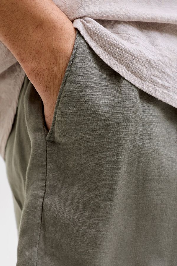 Jack & Jones Linen wide Bermuda shorts Grey