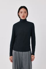 Cortefiel Knit high neck top Dark grey