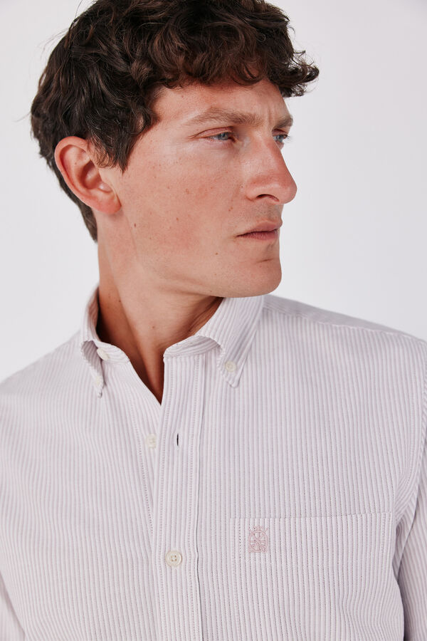 Cortefiel Candela striped Oxford shirt Pink