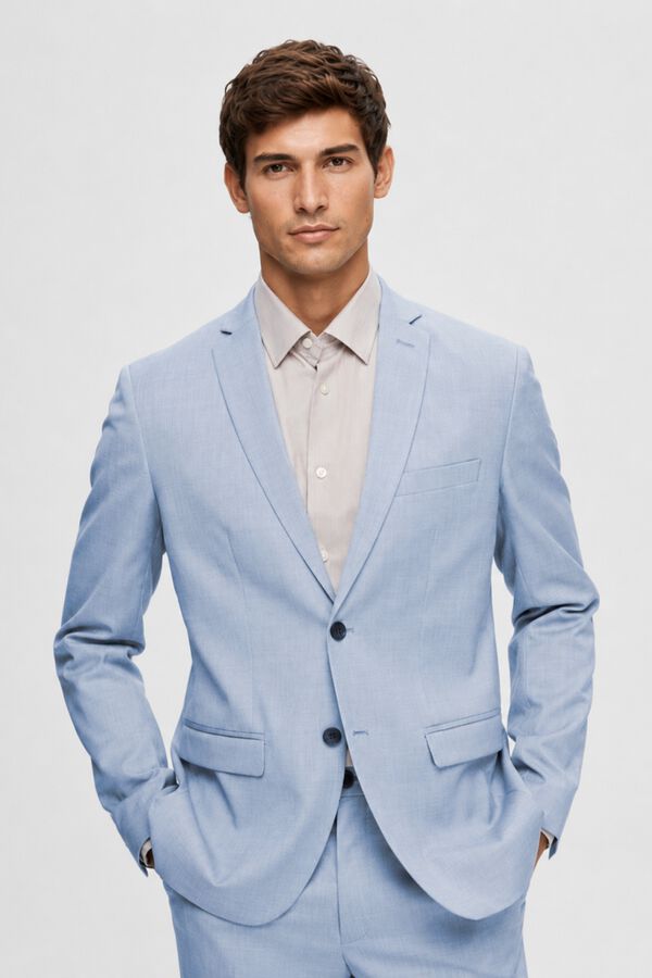 Selected Blazer de fato Slim Fit confecionado com materiais reciclados. Azul