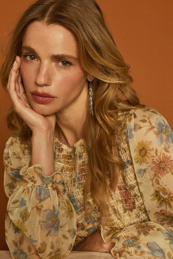 Slowlove Pendientes flecos cadena Gris