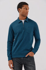 Cortefiel Polo shirt neck sweatshirt  Blue