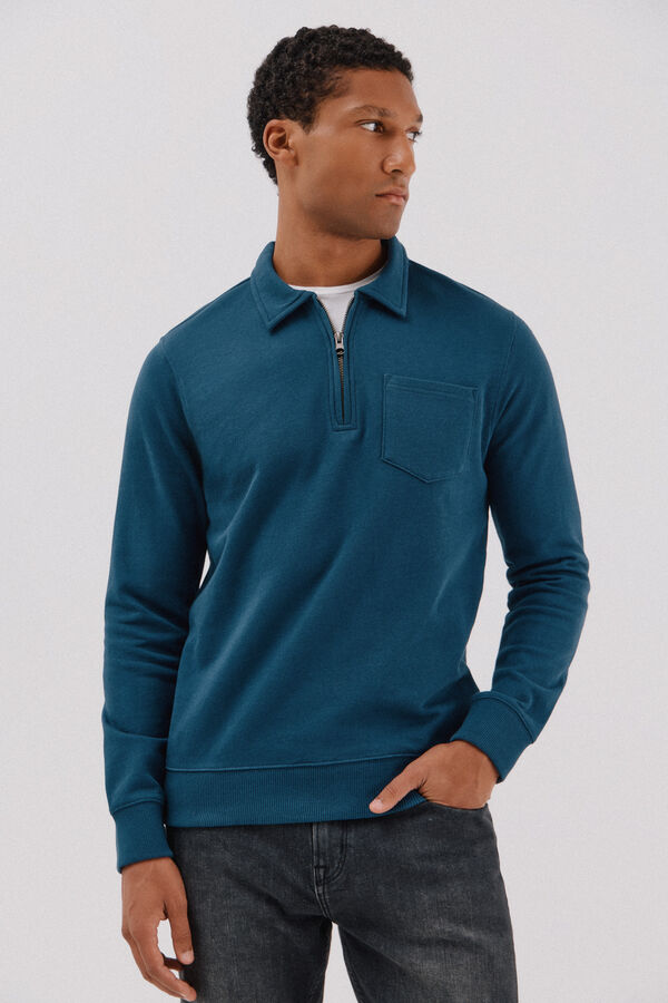 Cortefiel Polo shirt neck sweatshirt  Blue