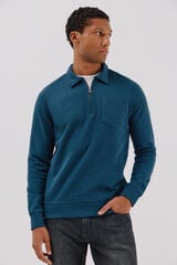 Cortefiel Polo shirt neck sweatshirt Blue