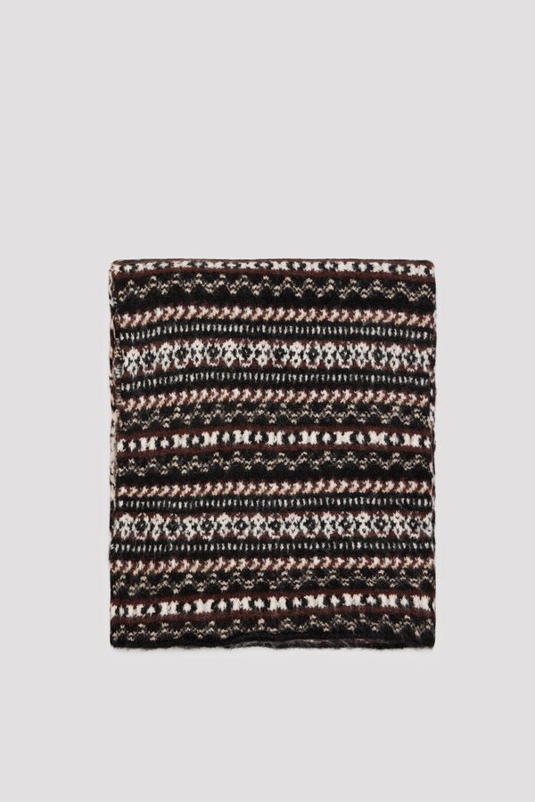 Cortefiel Intarsia scarf Printed grey