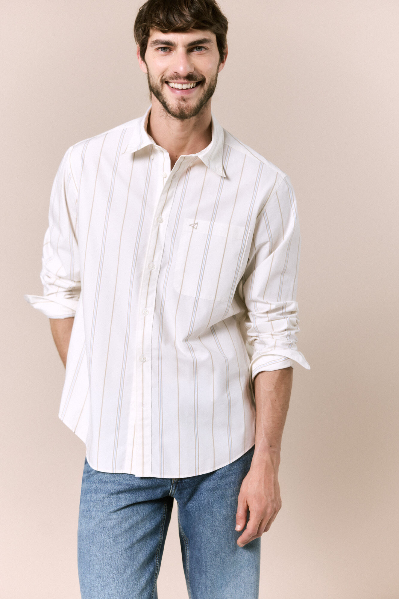 OOTO Camisa rayas popel&iacute;n manga larga