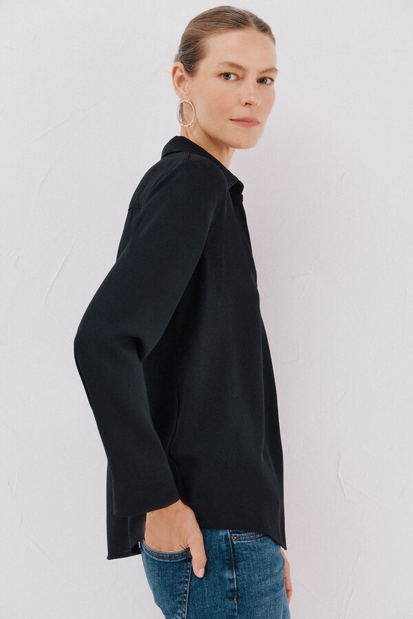 Cortefiel Pleated shirt Black