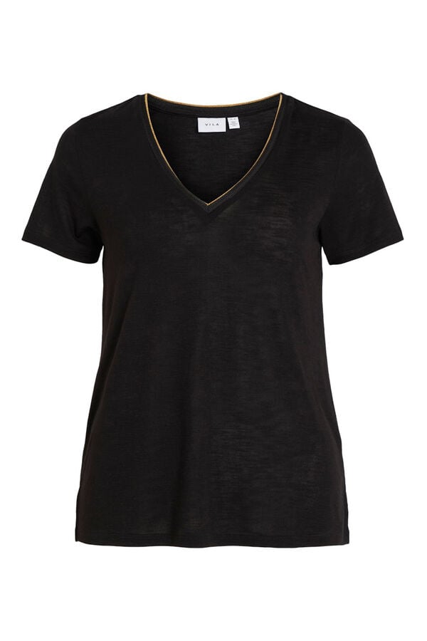 Vila T-shirt de manga curta em viscose Preto