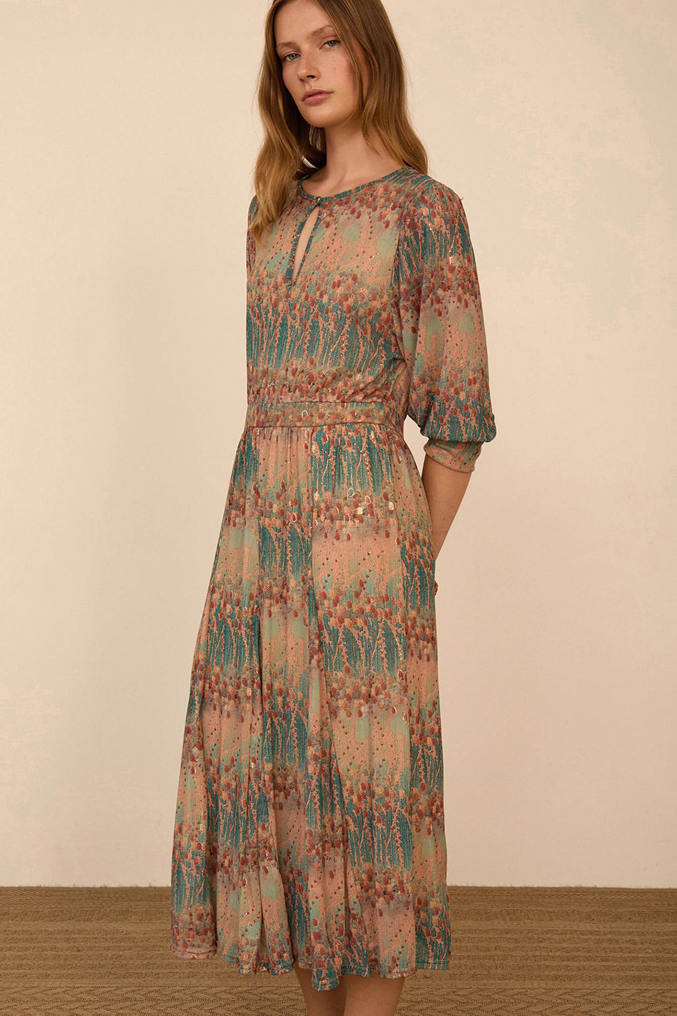 Meisie Vestido midi em tule estampado