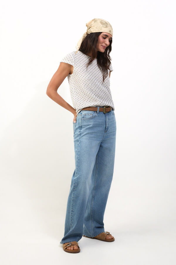 Slowlove Top manga corta crochet Impress&atilde;o