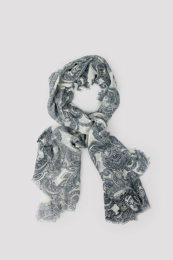 Cortefiel Paisley print scarf Printed white