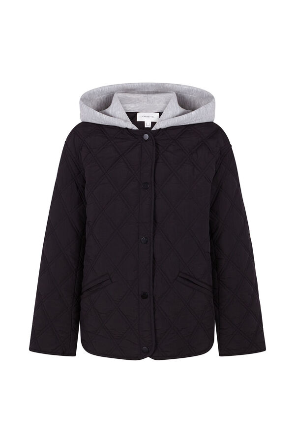 Cortefiel Short hood sweatshirt anorak Black