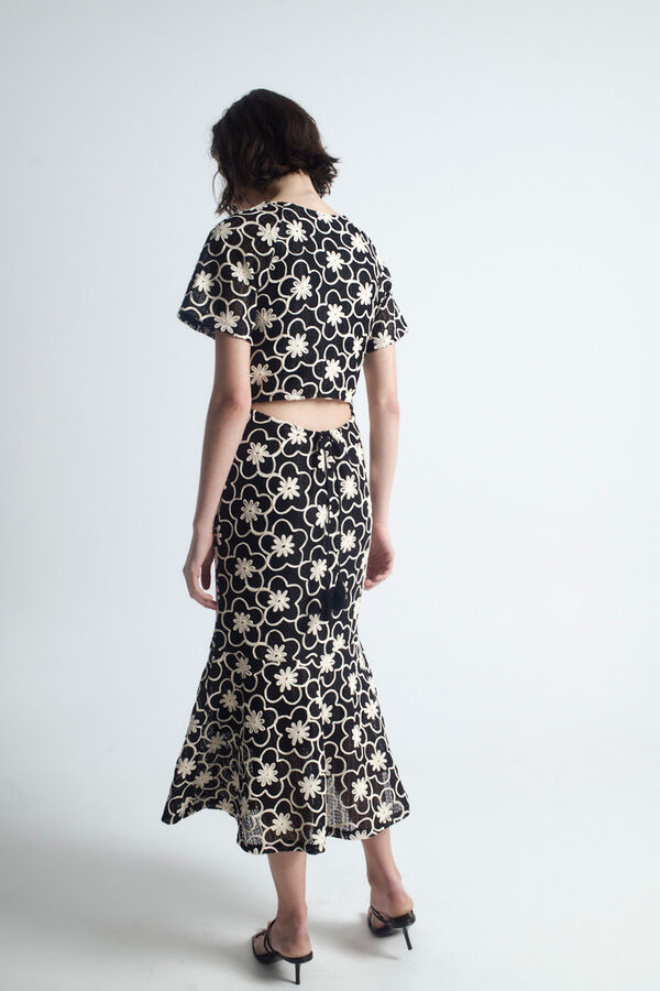 Object Vestido midi bordado Preto
