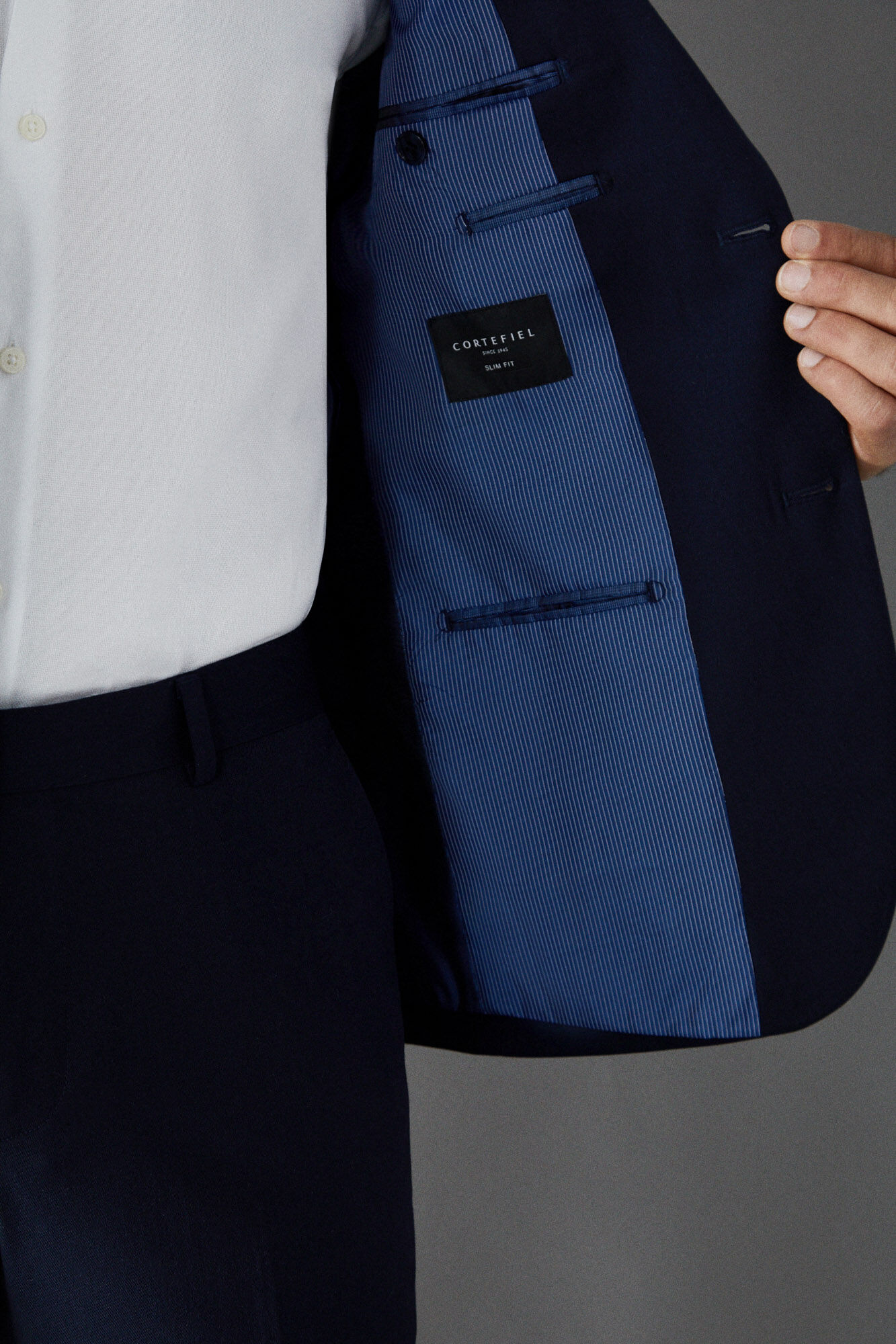 calça de couro azul marinho