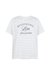Cortefiel T-shirt riscas estampada Azul