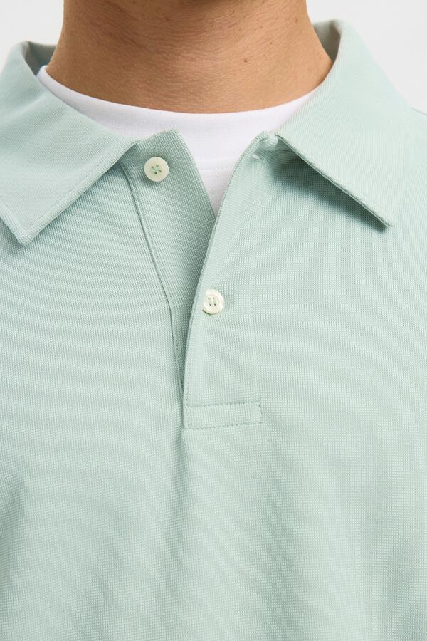 Selected Polo manga comprida relax Verde