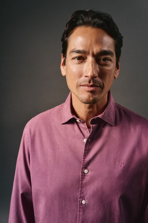 OOTO Plain twill tencel cotton shirt Maroon