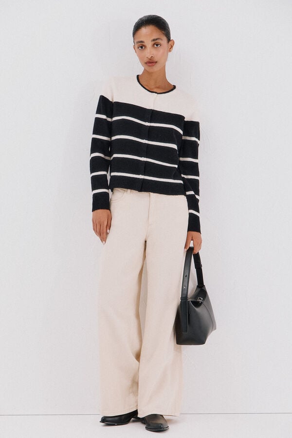 Cortefiel Soft feel cardigan Black