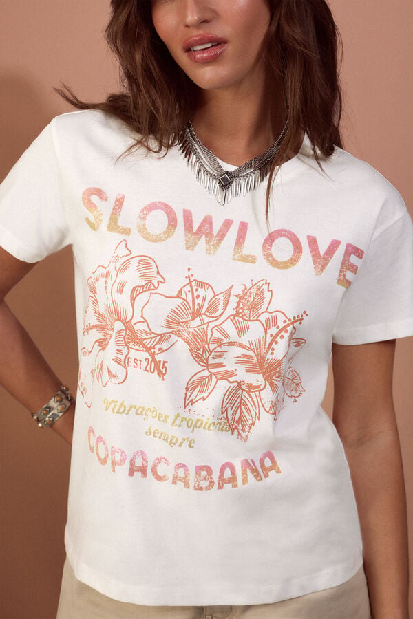 Slowlove T-shirt estampada Branco
