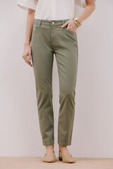 Cortefiel Colored cropped skinny pants Green