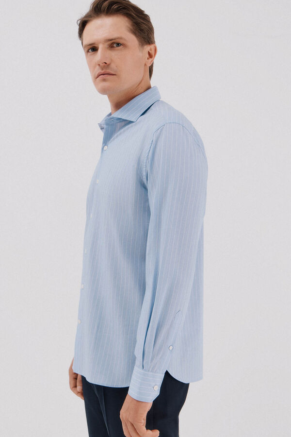 Cortefiel Easy-iron striped dress shirt Blue