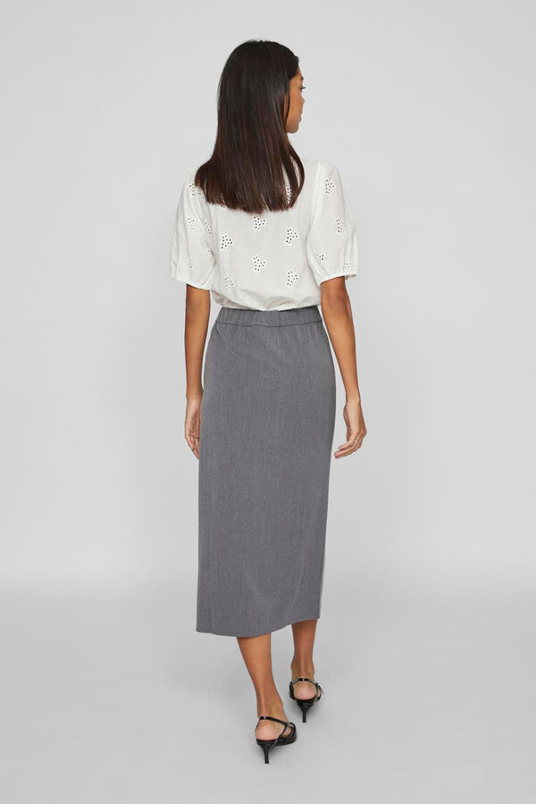 Cortefiel Long skirt with front slit Grey