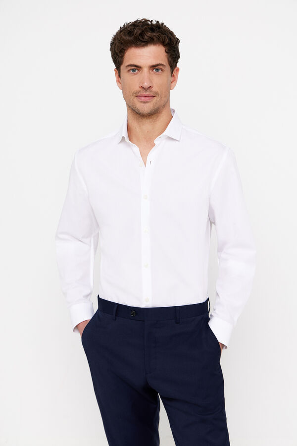 Cortefiel Slim fit easy-iron ottoman dress shirt White