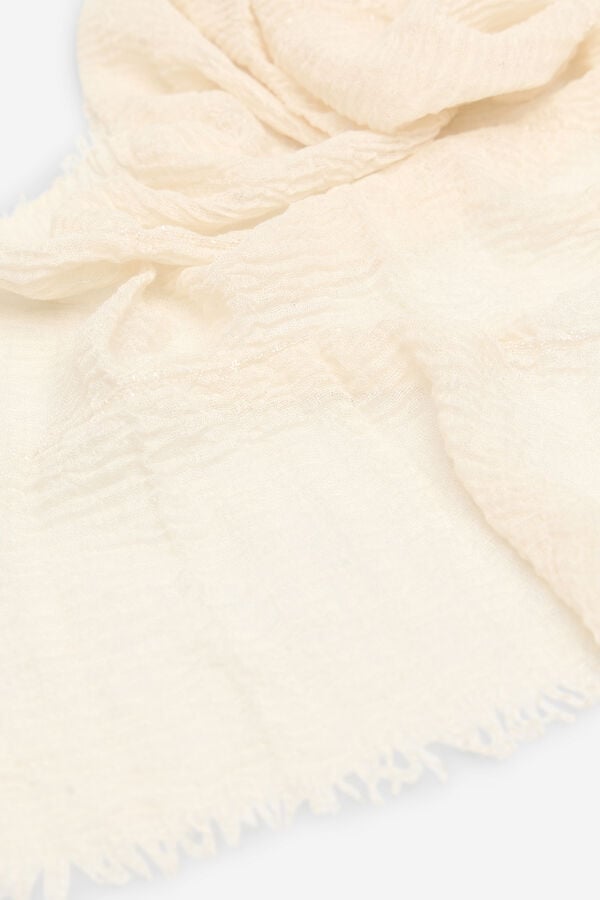 Cortefiel Lurex striped scarf Ivory