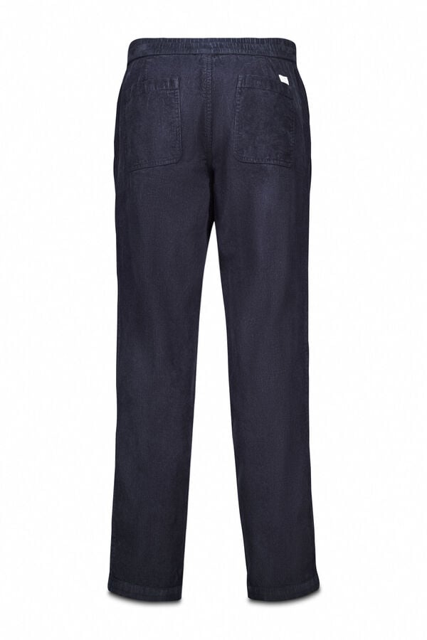 OOTO Calças de veludo veludo com elástico Azul