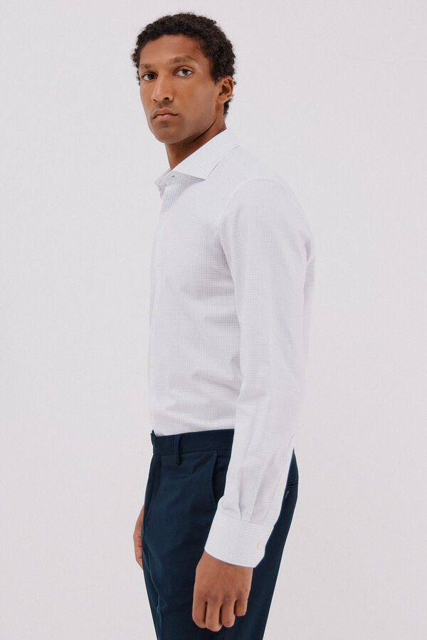 Cortefiel Easy-iron checked dress shirt Blue