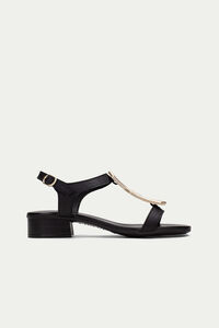 Cortefiel Lara flat sandal with upper detail Black
