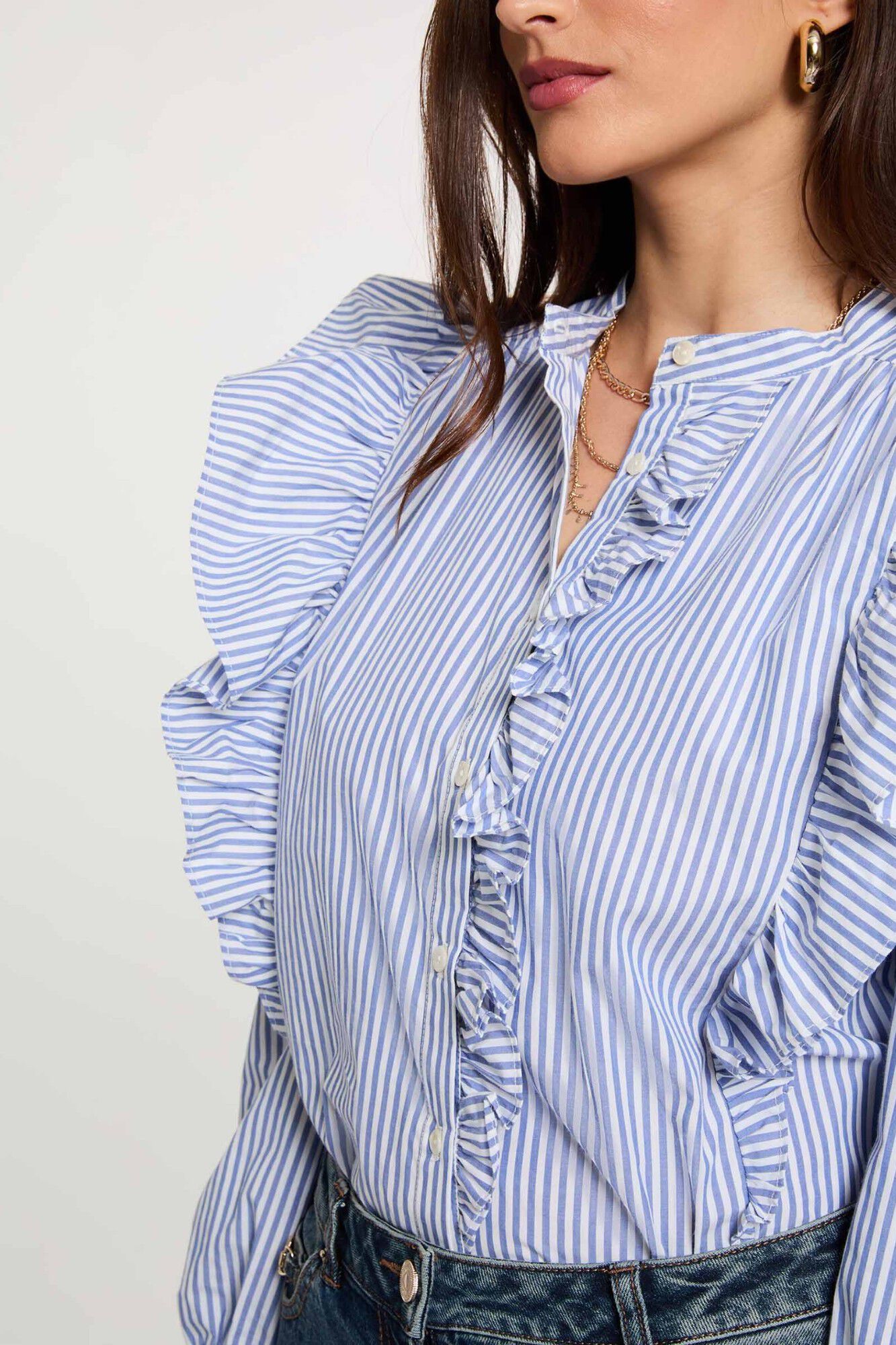 Morgan Camisa de riscas com gola mao
