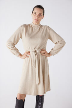 Cortefiel Soft feel dress with button Brown