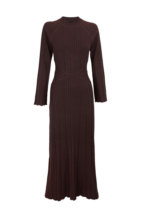 Slowlove Vestido canelado Perkins Castanho