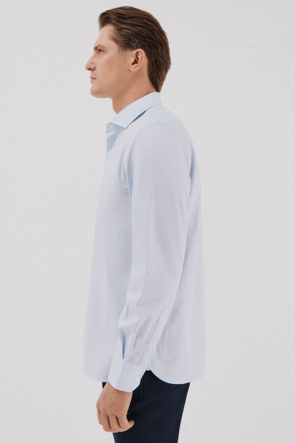 Cortefiel Easy-iron checked dress shirt Blue