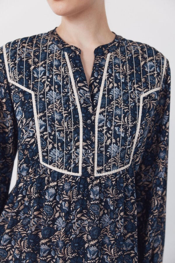 Cortefiel Fluid printed dress Printed blue