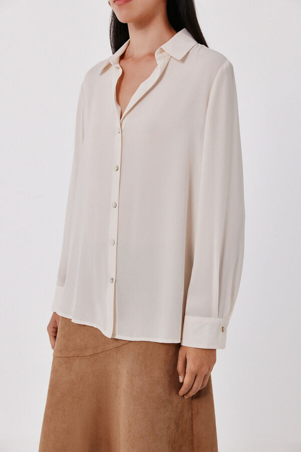 Cortefiel Crepe fluid shirt Ivory