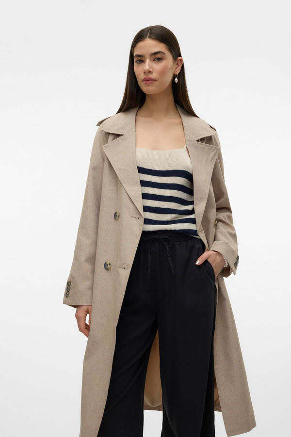 Cortefiel Belted midi trench coat Nude