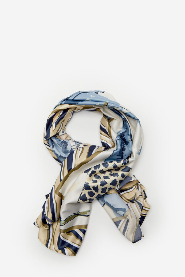 Cortefiel Giraffe silky scarf Blue
