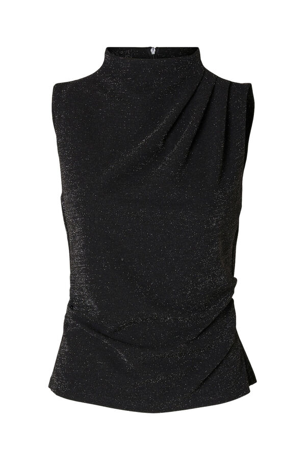 Cortefiel High neck straps with glitter. Slim fit.  Black