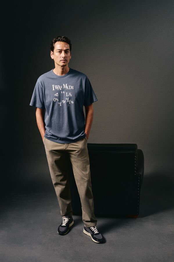 OOTO Camiseta gr&aacute;fica lavada Azul