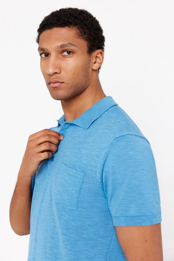 Cortefiel Short-sleeved jersey polo shirt Blue