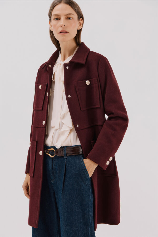 Cortefiel Coat with golden buttons Maroon