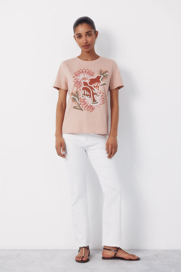 Cortefiel Printed t-shirt Pink