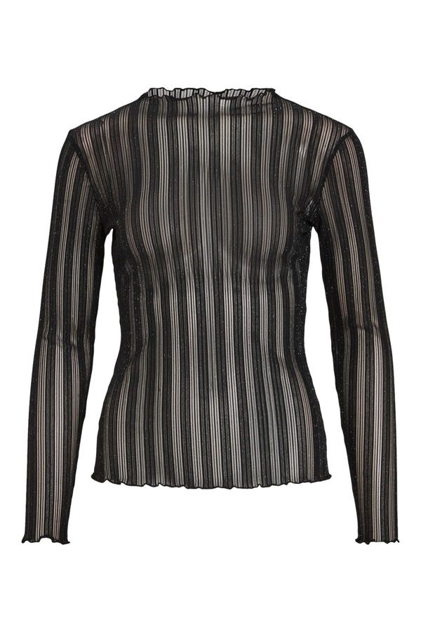 Vila Top transparente ribeteado Negro
