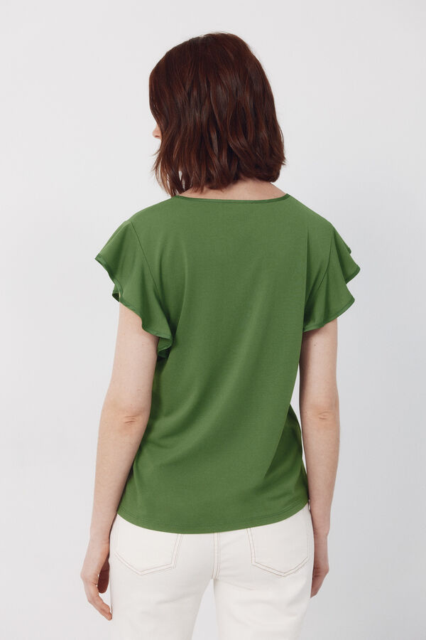 Cortefiel Contrasting piping jersey-knit top Kaki