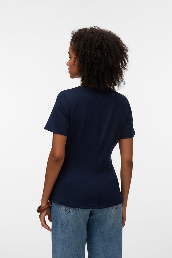 Vero Moda T-shirt de manga curta com pin&ccedil;as Azul
