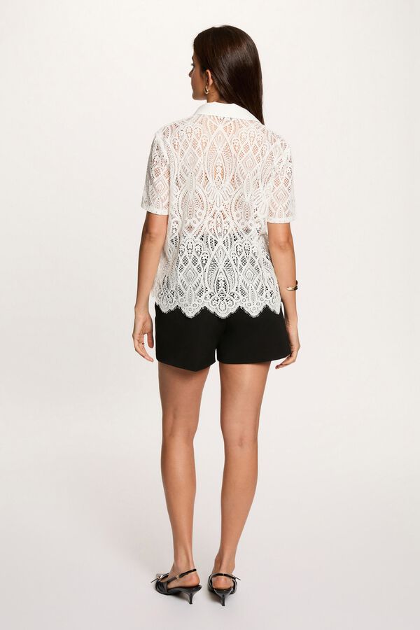 Morgan Lace high neck shirt White