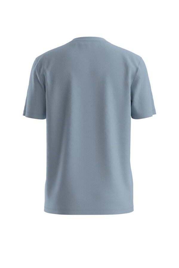 HUGO Camiseta de malha de algodão com regular fit e logo estampado Azul