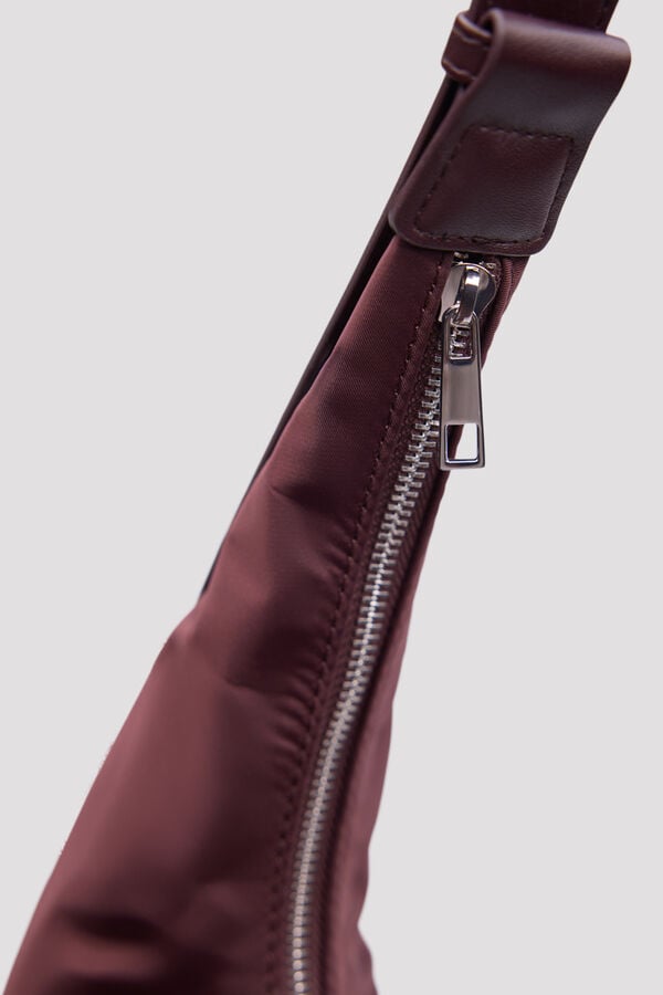 Cortefiel Nylon hobo crossbody bag Maroon